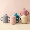 1PCS Two Lids Baby Silicone Straw Cup BPA Free Portable Storage Snack Container Feeding Cup Kids Learning Drink Cup Baby Stuff 2