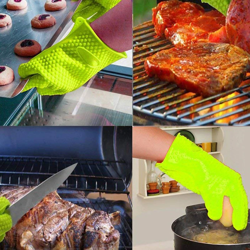 Baking Silicone Microwave Oven Gloves BBQ Grill Gloves Heat Resistant Oven Mitts Kitchen Gadgets