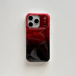 Fashionable Orange and Green Silk Satin Glossy Phone Case - iPhone 15 (Red and Black)