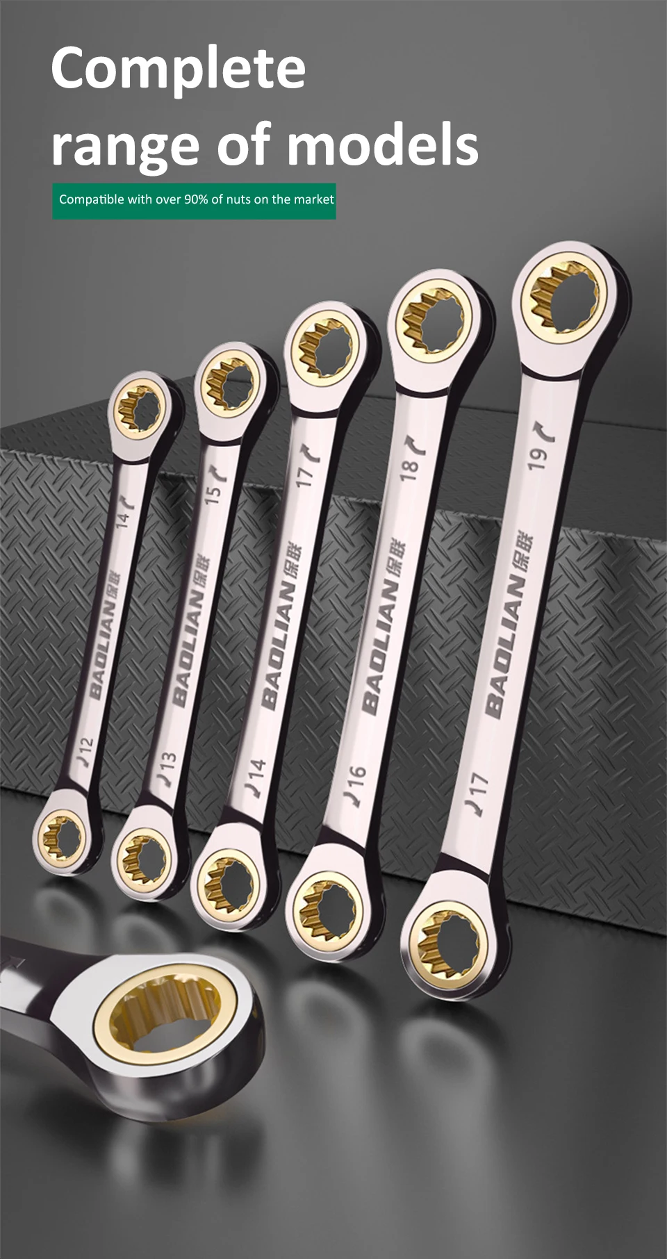 1PC Doppel Kopf Ring Ratsche 6-27mm Dual-use-Schnelle Pflaume Blüte Ratsche für fahrrad Motorrad Auto Reparatur Werkzeuge – Detail 16
