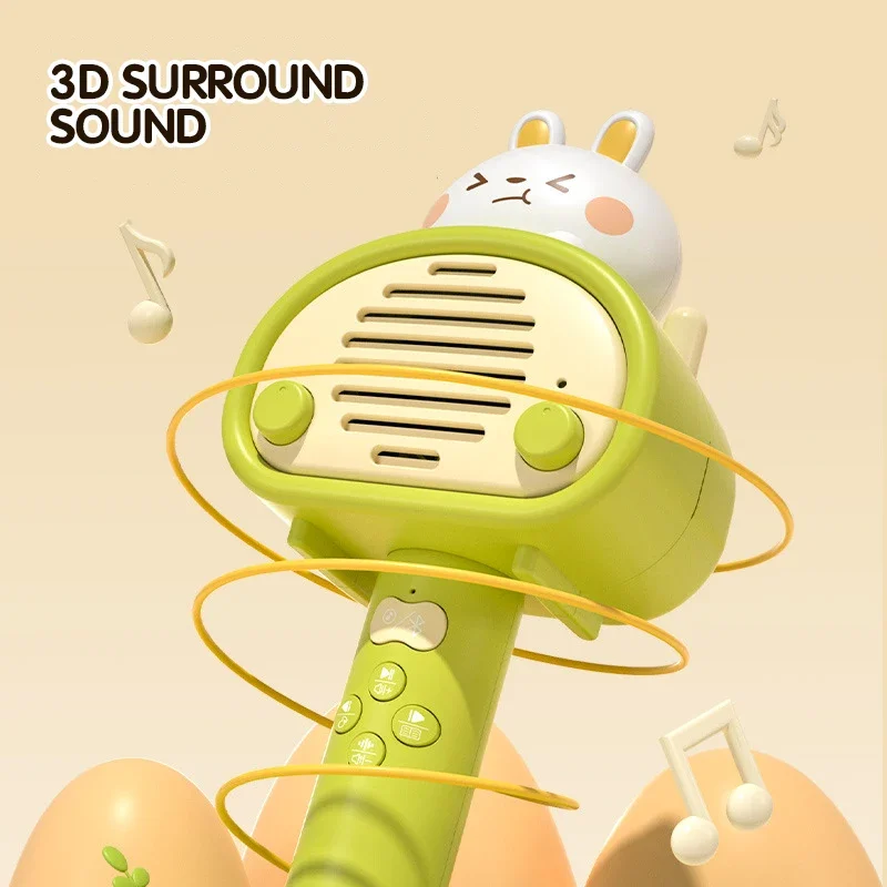Handheld Microphone Speaker Music Player Rabbit Children's Karaoke Singing Machine Toy Speaker Player Party Sound Support Gift