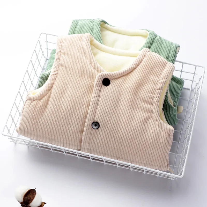 Corduroy Cotton Vest for Baby Autumn Winter Kids Cardigan Coats Boys Girls Waistcoat Infant Jacket Toddler Clothing Outerwear