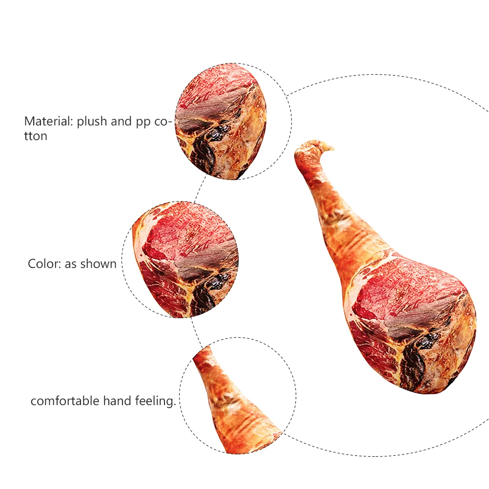1PC Prank Vivid Ham Pillow Funny Food Pillow Gift Bacon Food Bolster Decoration Bacon Food Throw Pillow Funny Gift(50CM) 3