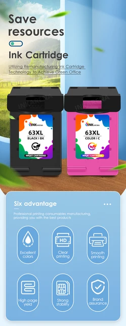 Smart Ink Cartucho De Tinta Remanufacturado De Repuesto Para HP 63XL 63 XL (negro Y Color 2 Combo Pack) Uso Con Deskjet 1110 1112 2130 3630 3632 Envy 4510 4516 4520 4522 4525 Officejet 3830 4650 4