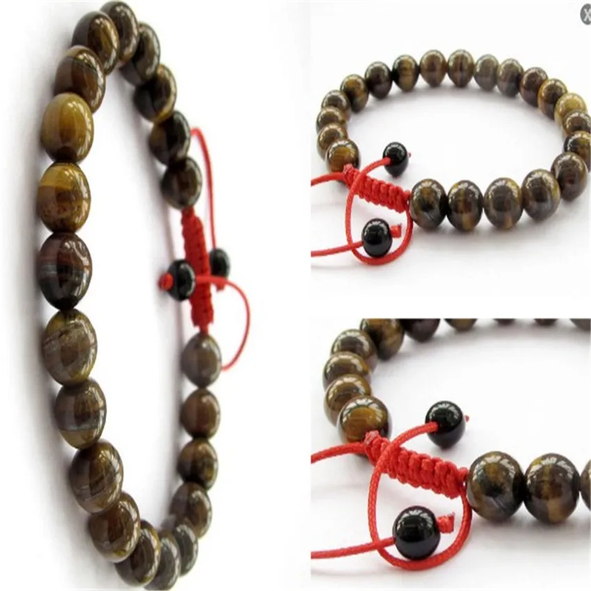 

8mm Tigereye Bracelet Cuff Women Karma Adjustable Teens Party Chain Handmade Artisan Men