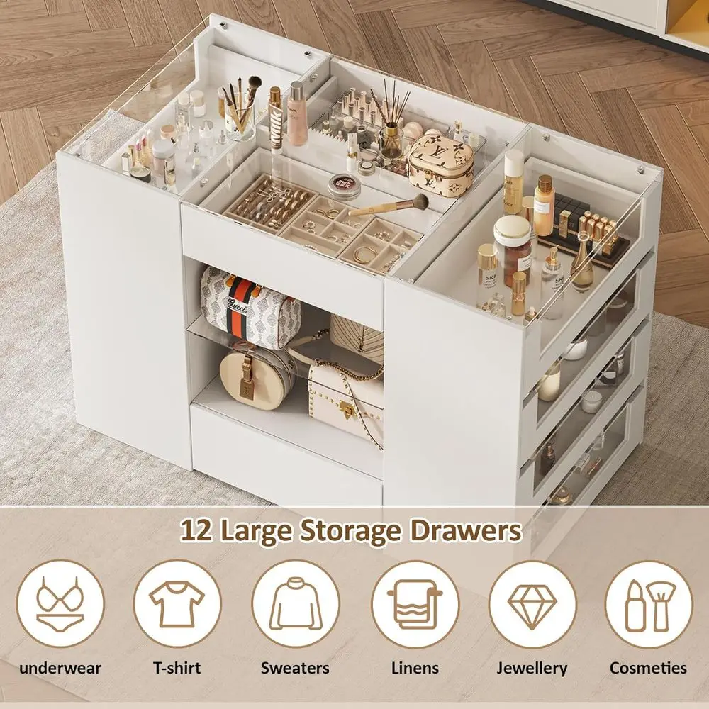 White Wardrobe Island with Drawers 3