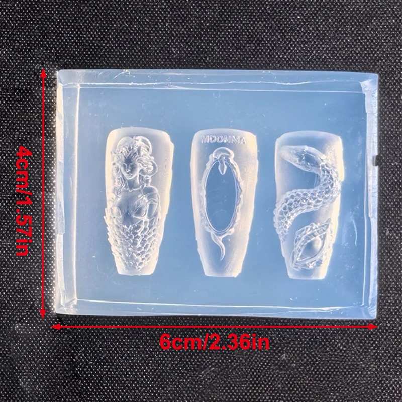 1PC 3D Relief Silicone Nail Mold - Beautiful Women Snake Pattern Manicure Template, DIY Nail Art Decoration Tools for Salon Home