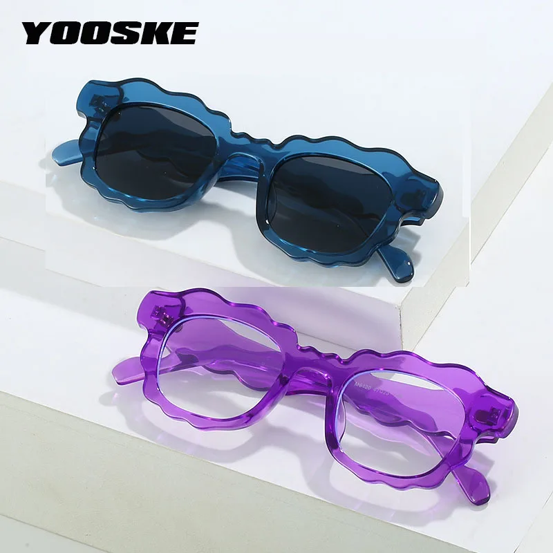 

2023 New Fashion Women's Sunglasses Female Fashion Square Wavy Sun Glasses Vintage Jelly Green Color Goggles Sunglass UV400
