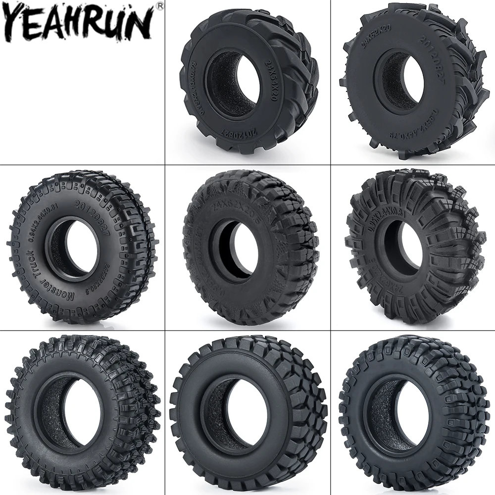 INJORA 1.0 Pneus 64x24mm Caoutchouc Super Doux Pour RC Crawler 1/18 1/24 - Axial SCX24, Bronco, Gladiator