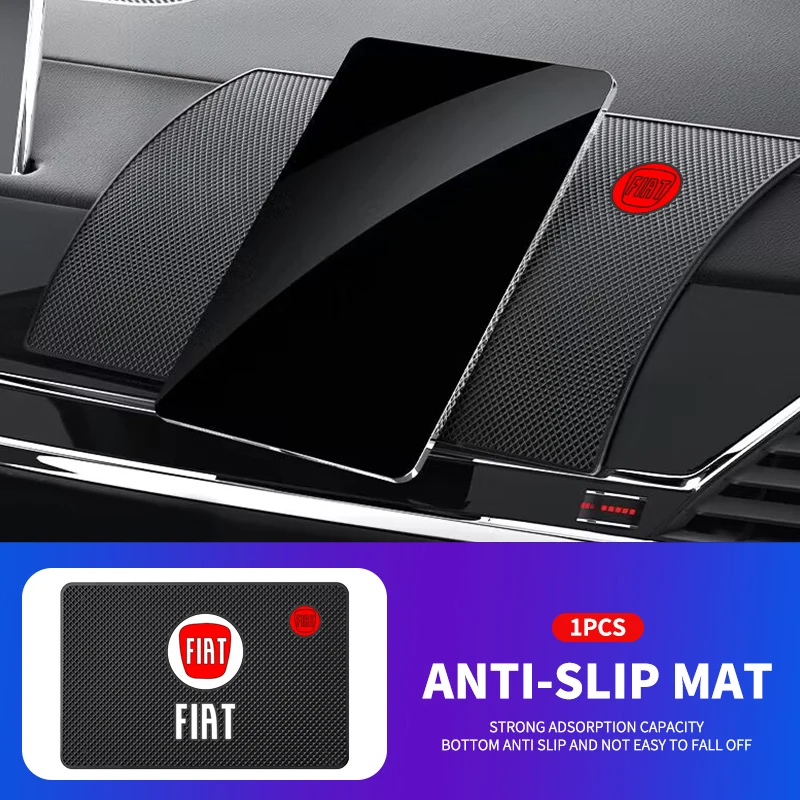 Car Silicone Non-Slip Mat Interior Console Emblem Badge Anti-Slip Pad For Fiat 500 Abarth Punto Bravo Stilo Panda Car Styling car non slip mat silicone anti skid pad