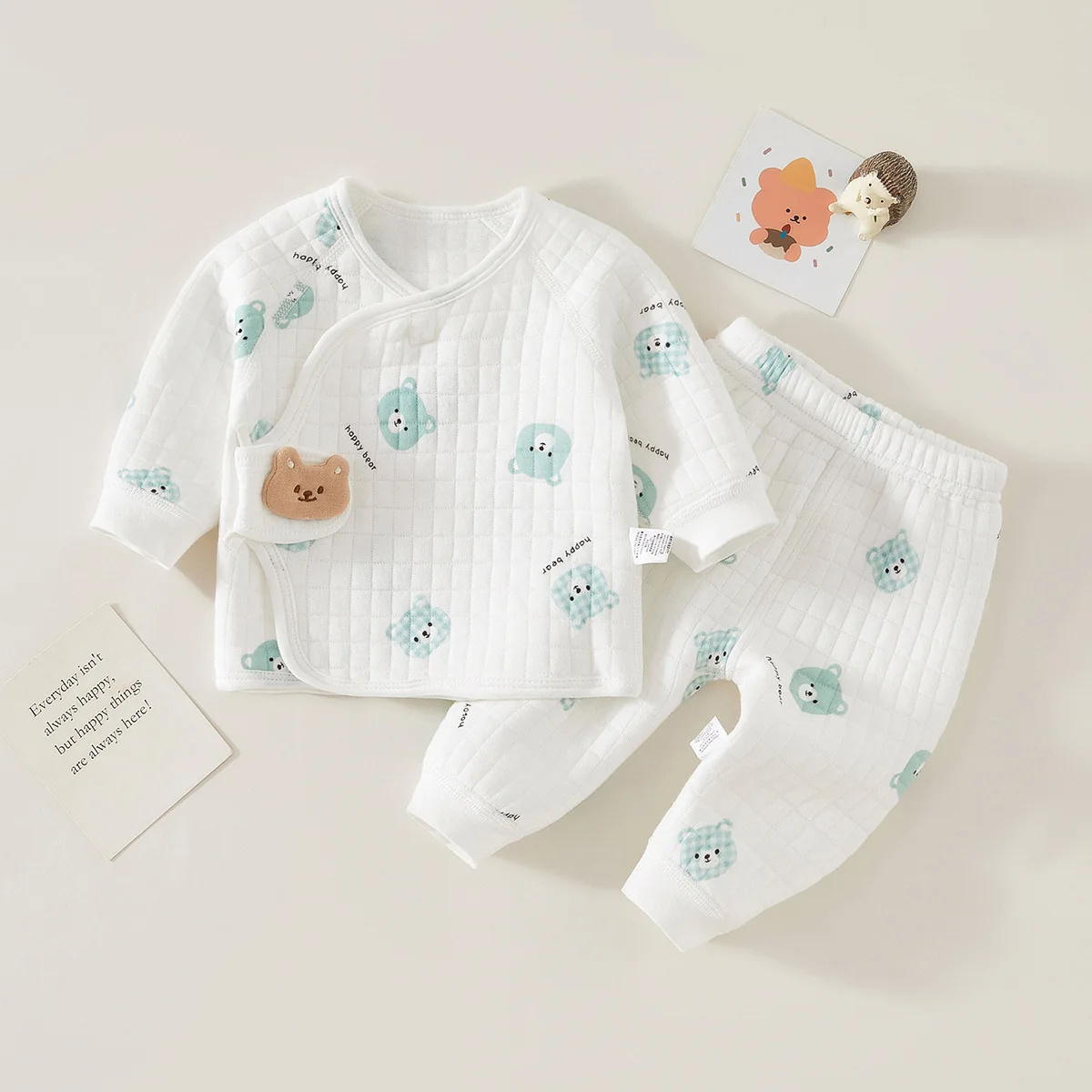 Autumn Winter Thermal Underwear Suit Baby Clothing Sets Boys Girls Pajama Sets Baby Warm Sleepwear Cartoon bear Kids Clothes 3