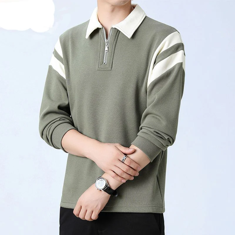 Spring Autumn Y2K Patchwork Fashion Sweatshirt Men Harajuku Loose Casual Tops Thick All Match Zipper Long Sleeve Male Clothes
