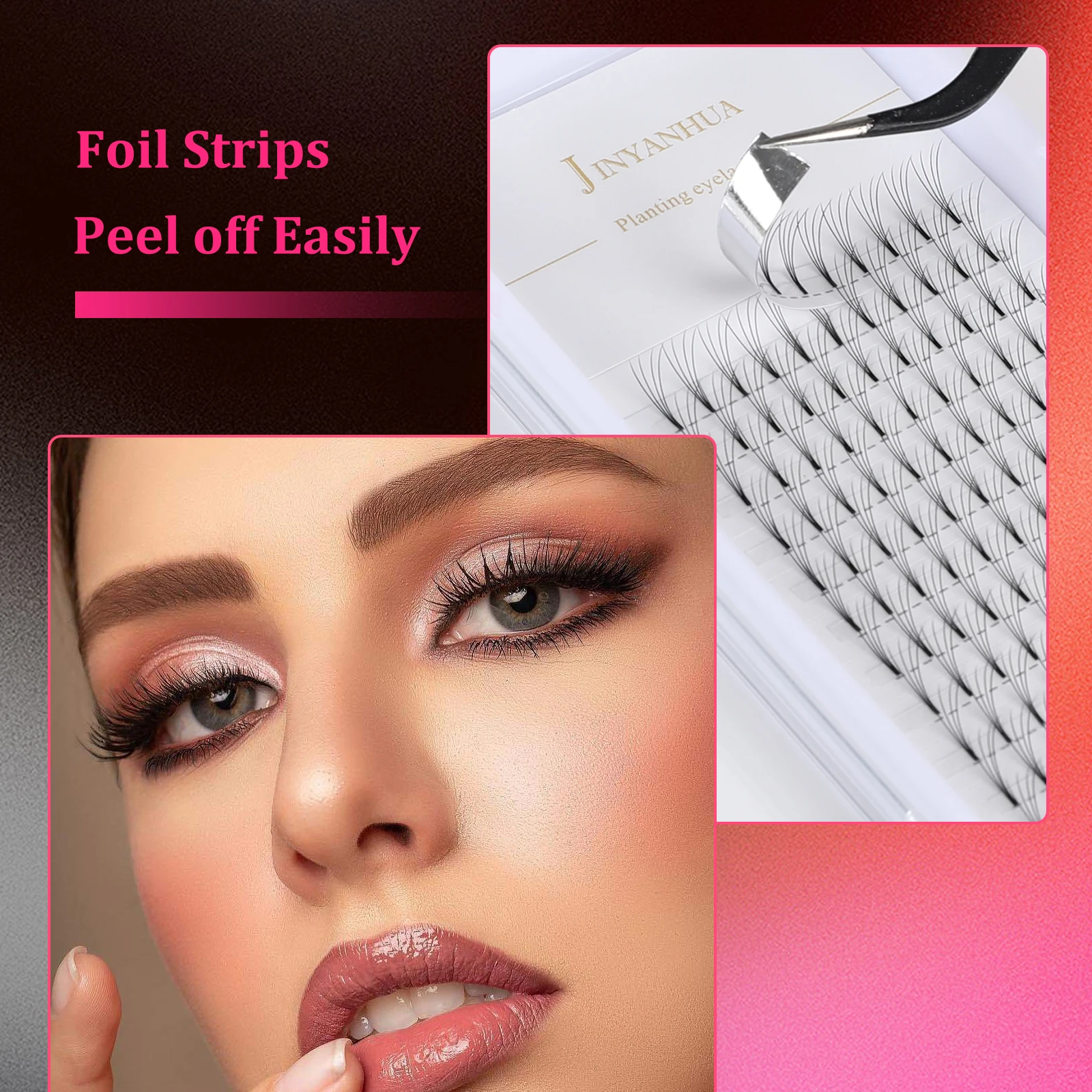 Mink Eyelashes 4d 12rows Boundles Soft Natural Rootless False Lashes Hand-Made Premade Volume Fans Individual Eyelash Extensions