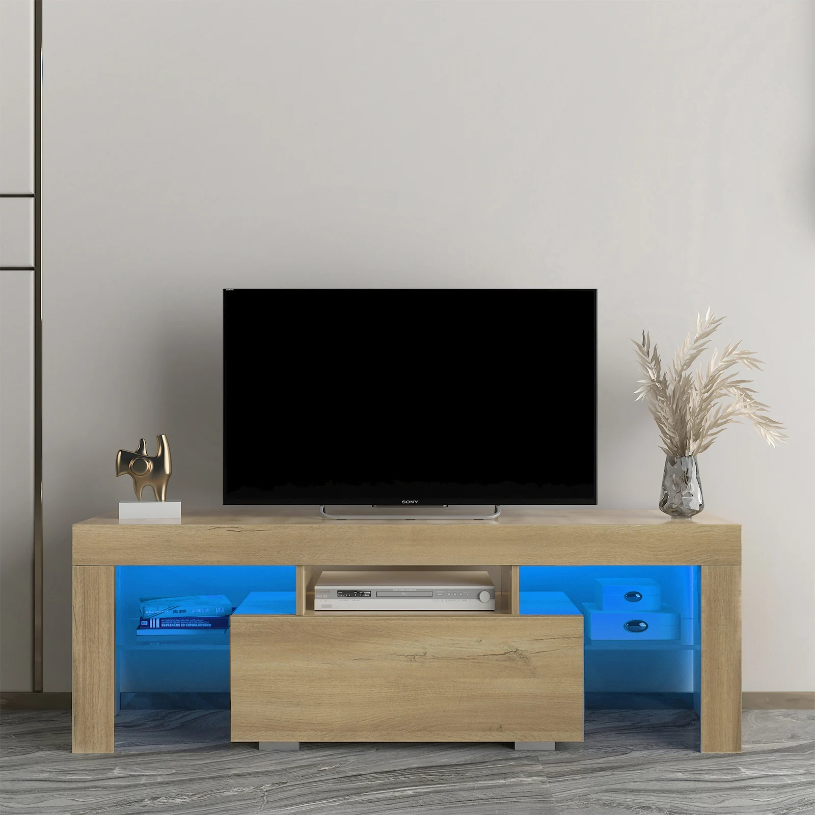 Airdown Wood TV Stand with LED Lights 39 Inch Modern Entertainment Center  for Gaming Living Room, Bedroom TV Console - AliExpress