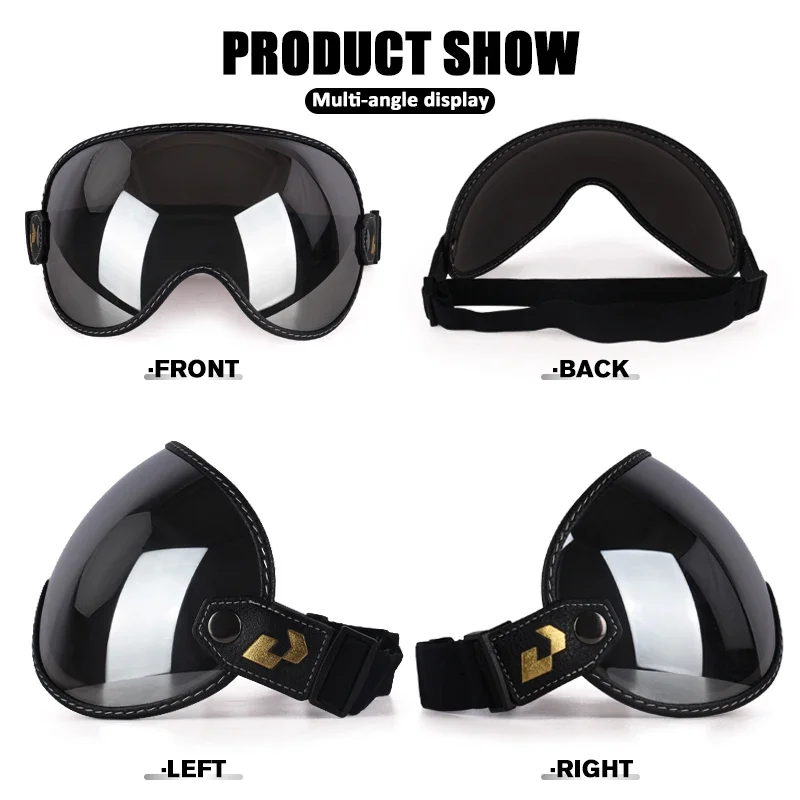 Uchoose Fit All Vintage Retro Open Face Half Helmet Motorcycle Helmet Bubble Shield Visor Lens Sunglasses Goggles Accessories 6
