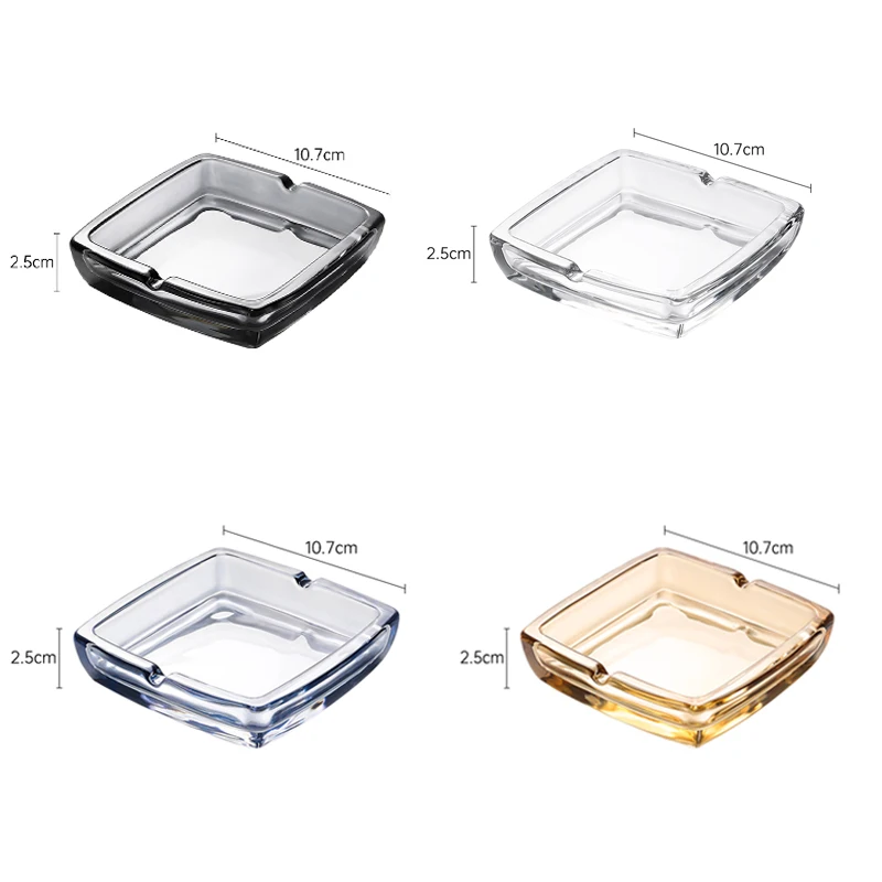 Classic Square Crystal Glass Ashtray for Men and Women Smoke Cup Home Bar Living Room