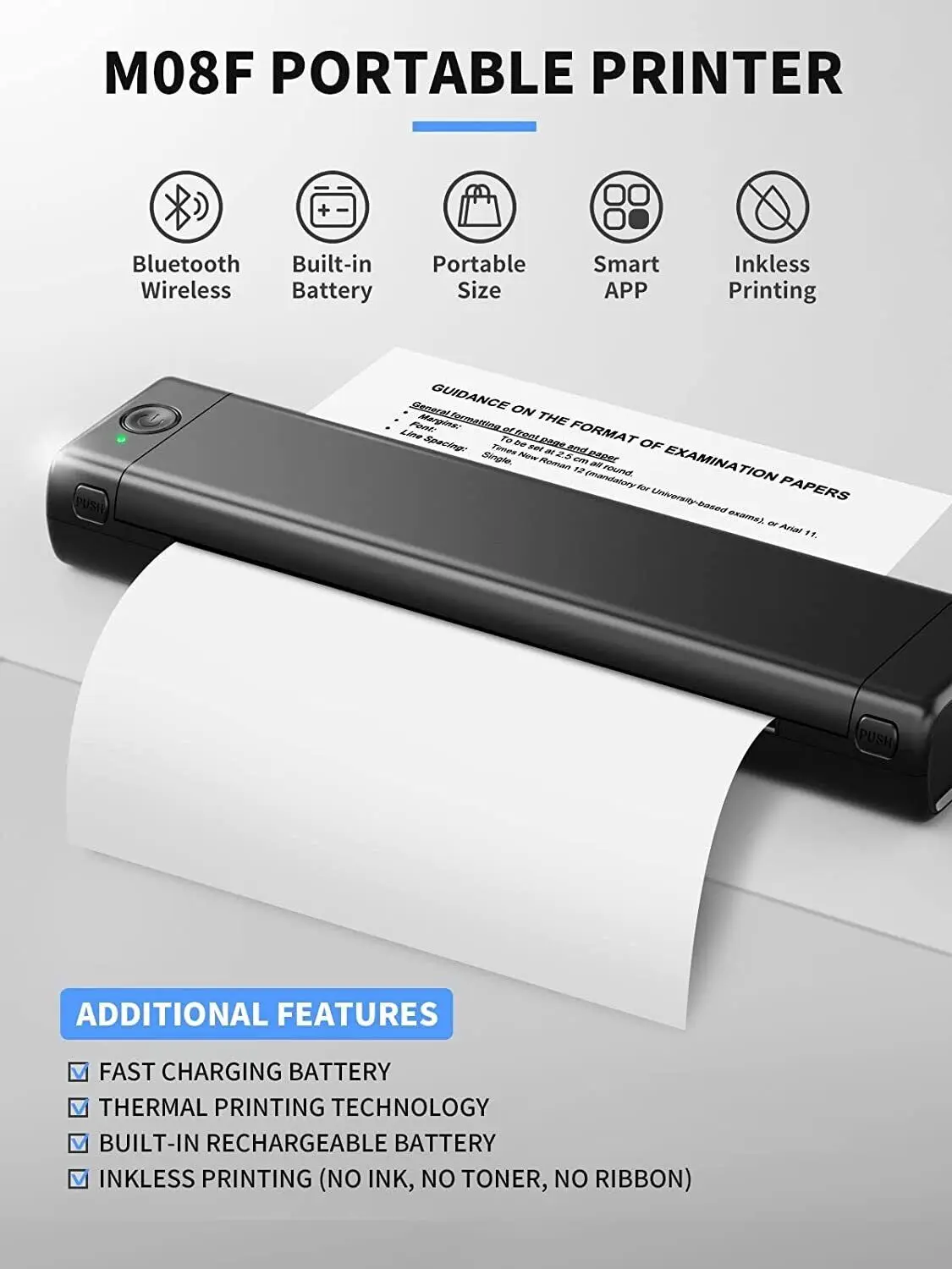 thumbnail image 2 of Phomemo M08F Portable Thermal Printer - Wireless Mobile Printer For Android IOS Laptop 2 of 10