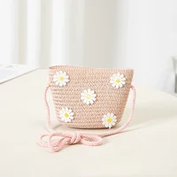 Crossbody Bag New Summer Children Beach Flower Straw Bag 3-7 Old Years Lovely Kids Holiday Travel Beach Bags 2
