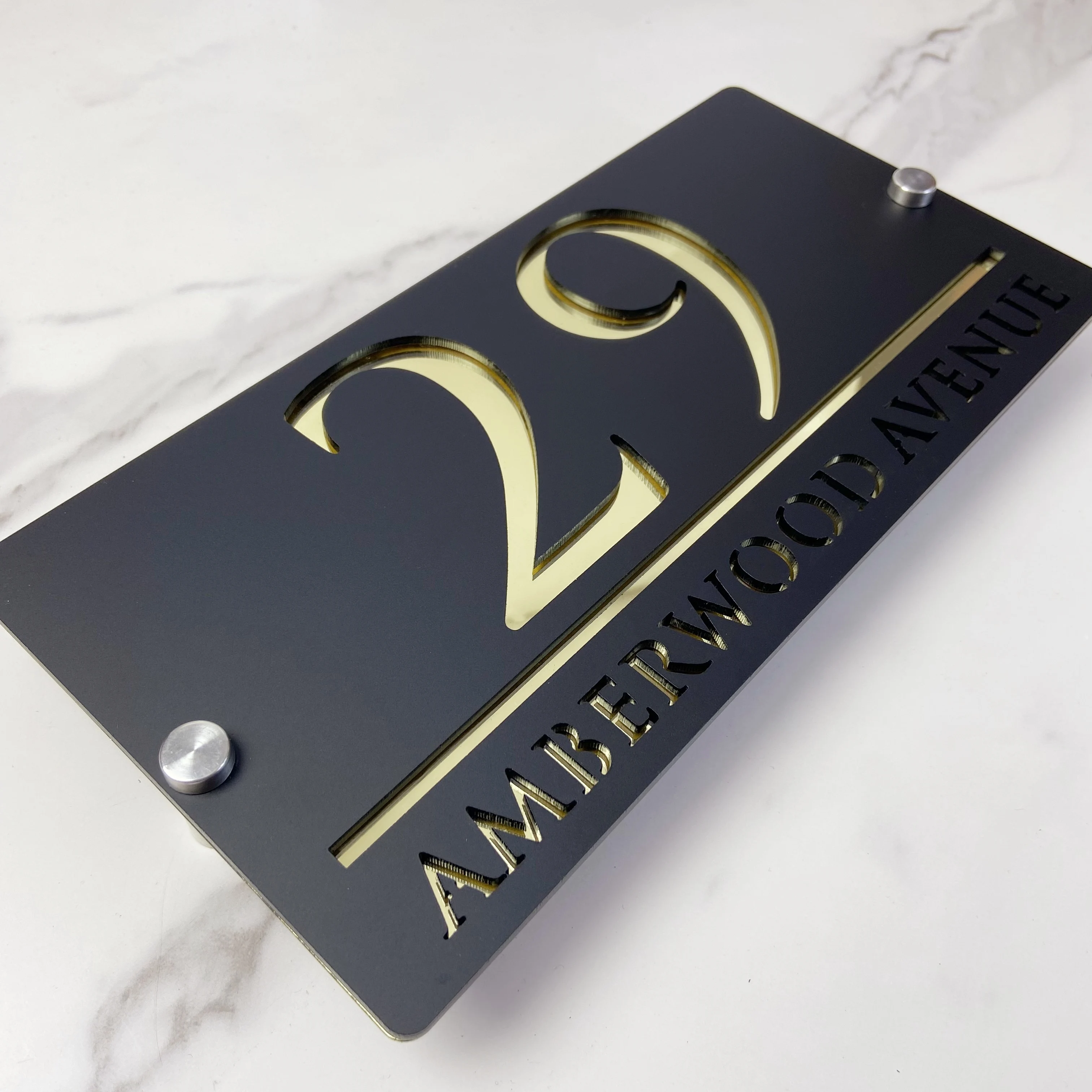 Outdoor Matte Black Acrylic Address Plaque House Number Signs House Wall Plaques Number Plate Eye-Catching Personalized Home Decoration For Wall
