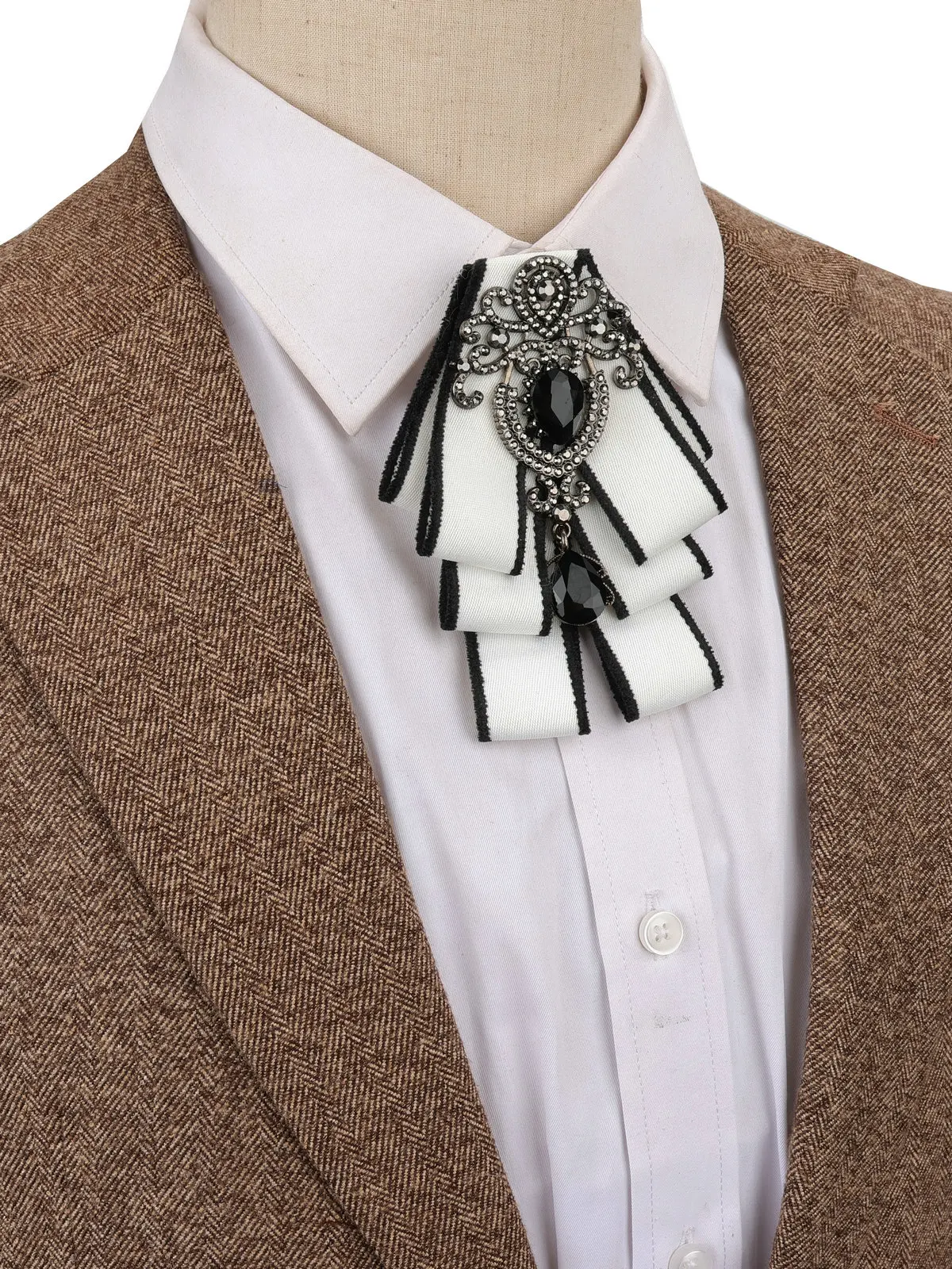 Women Vintage Elegant Men Boys Neck Tie Brooch Imitation Pearl Jewelry Ribbon Bow Tie Corsage Shirts Collar Clothes Accessorries bow tie