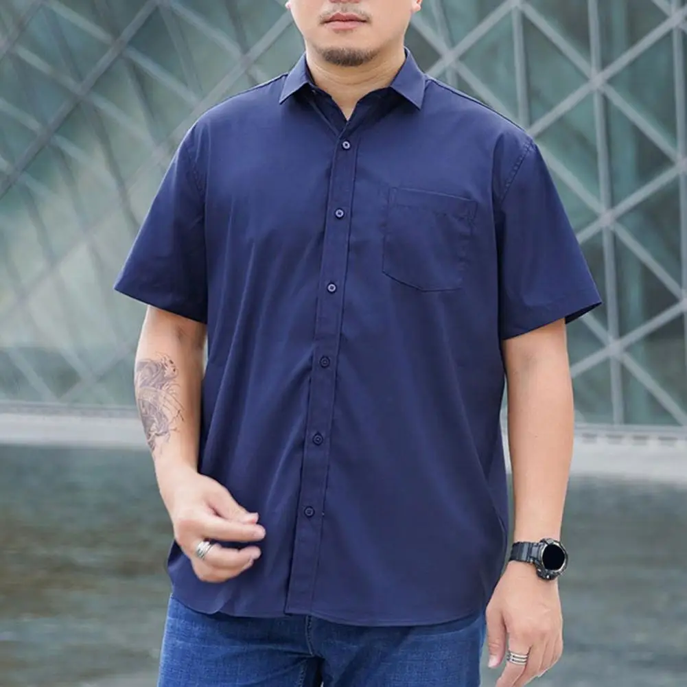 

Trendy Work Shirt Pocket Summer Shirt Plus Size Simple Casual Business Shirt Top Dressing Up