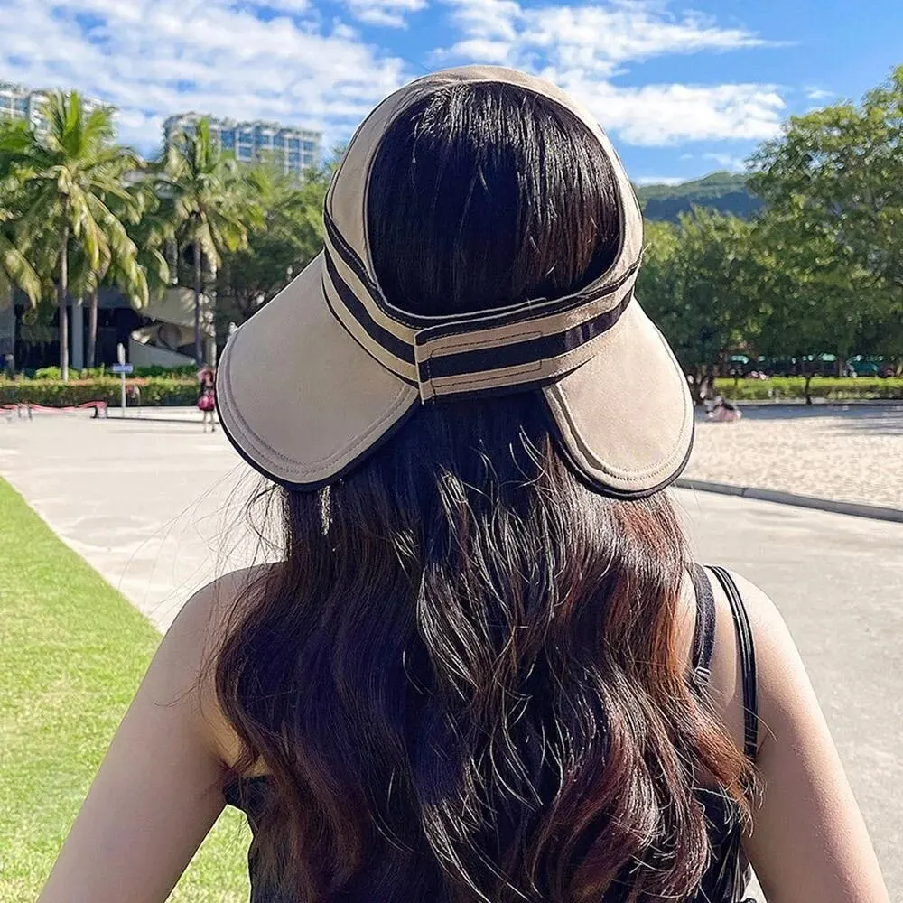 Sun Protection Hat Women's Summer Hat Female Outdoor Beach UV Protection Breathable Empty Top Hats Lady Foldable Hollow Scallop Cap