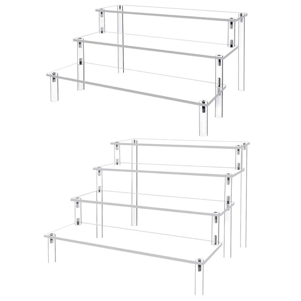 Acrylic Display Risers Clear 4 Tier Perfume Display Holder 30CM Toys Retail Display Rack Jewelry Rack for Decorating/Organizing 4