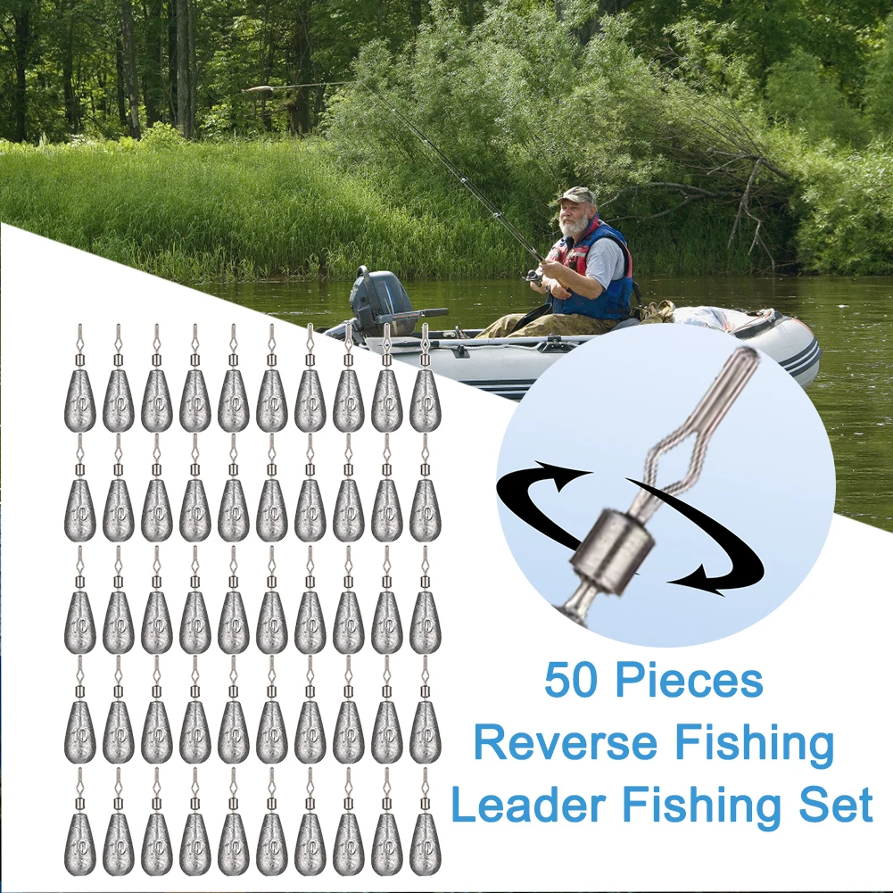 FishingWeightsQuickReleaseTearDropShotWeights50pcs360Degree