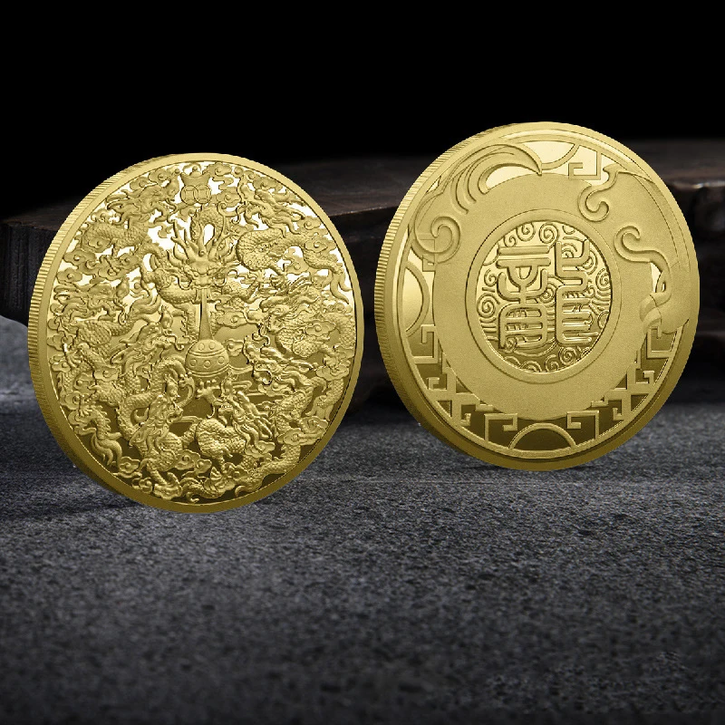 

Chinese Dragon Commemorative Coin 2024 Dragon Zodiac Three-dimensional Relief Lucky Gold Coin Birthday Gift Decorative Coin