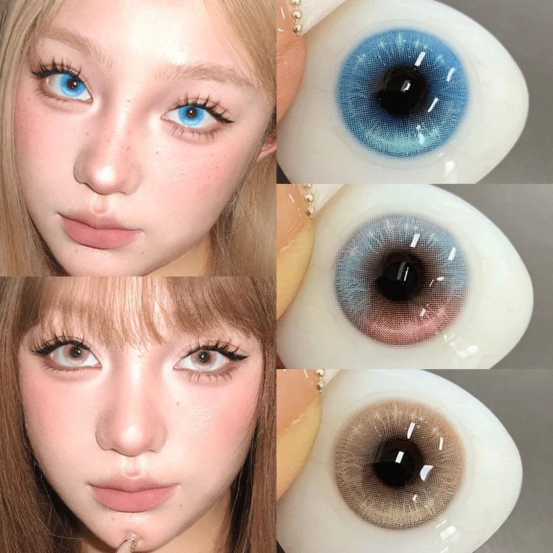 Enhanced Korea Colored Contact Lenses – Pink, Red & Blue for Eye Enlargement and Beauty Makeup