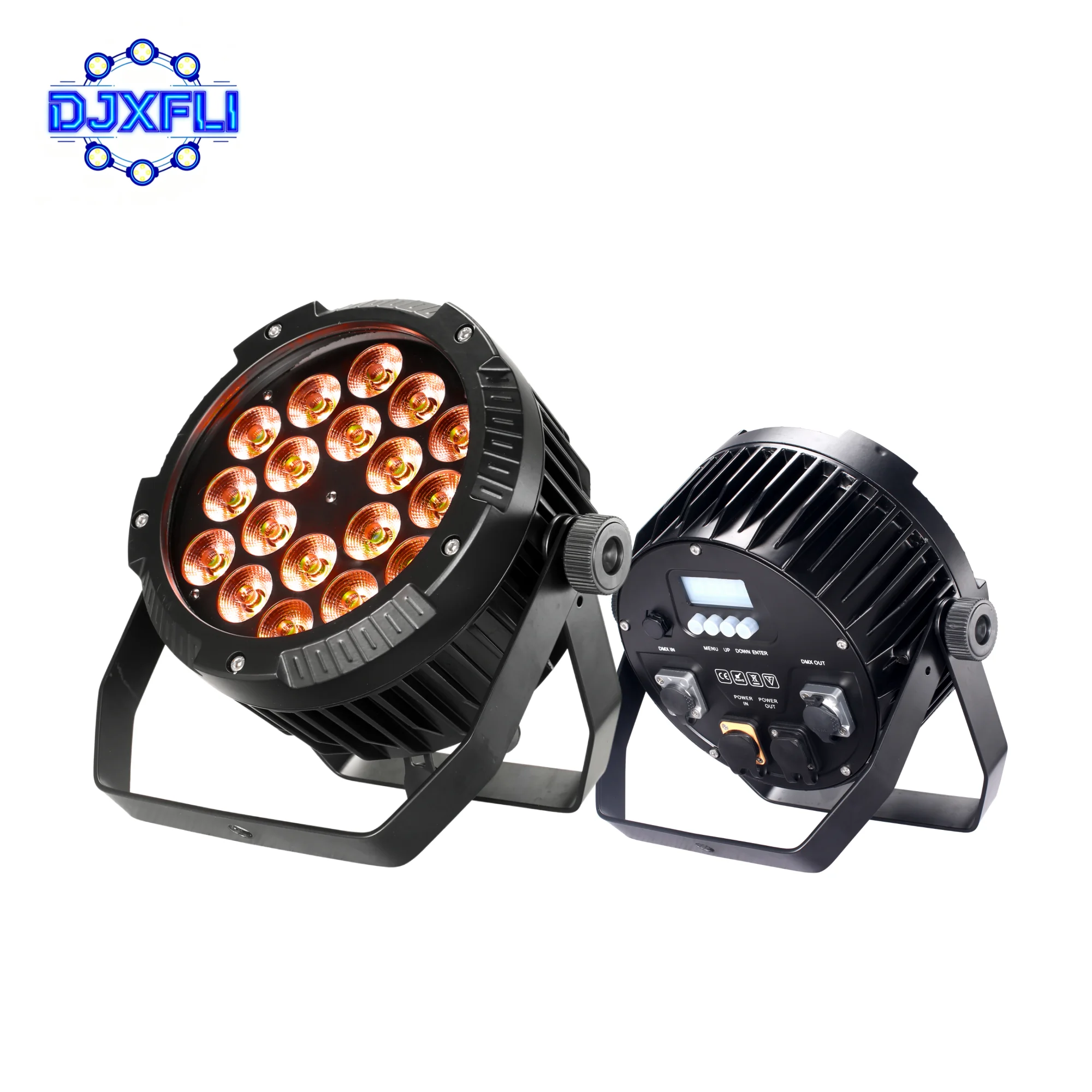 IP65 18X18W LED Par Light Waterproof RGBWA+UV 6-in-1 DMX512 Control Aluminum Body for Stage Disco DJ Club Party Entertainment