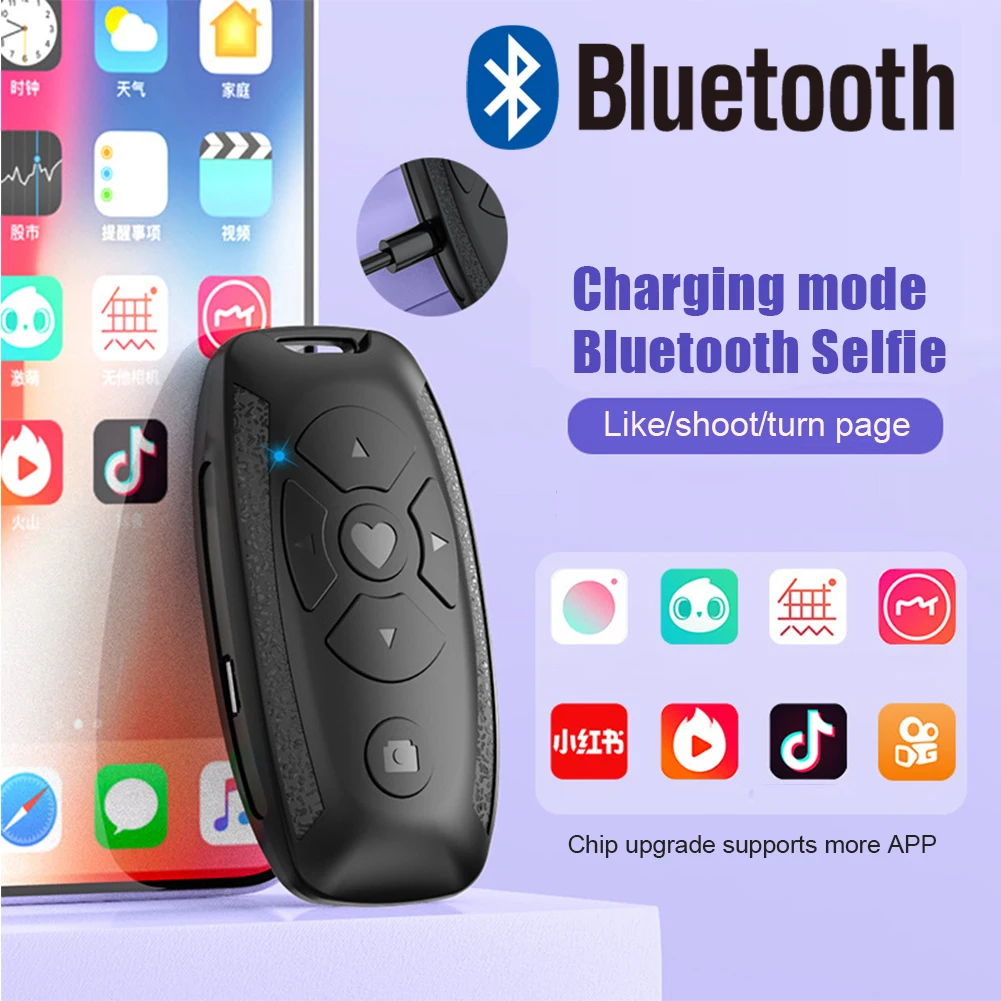 Universal Mobile Phone Selfie Camera Shutter Bluetooth-compatible Remote Control Button Buit-in Battery Rechargeable Controller