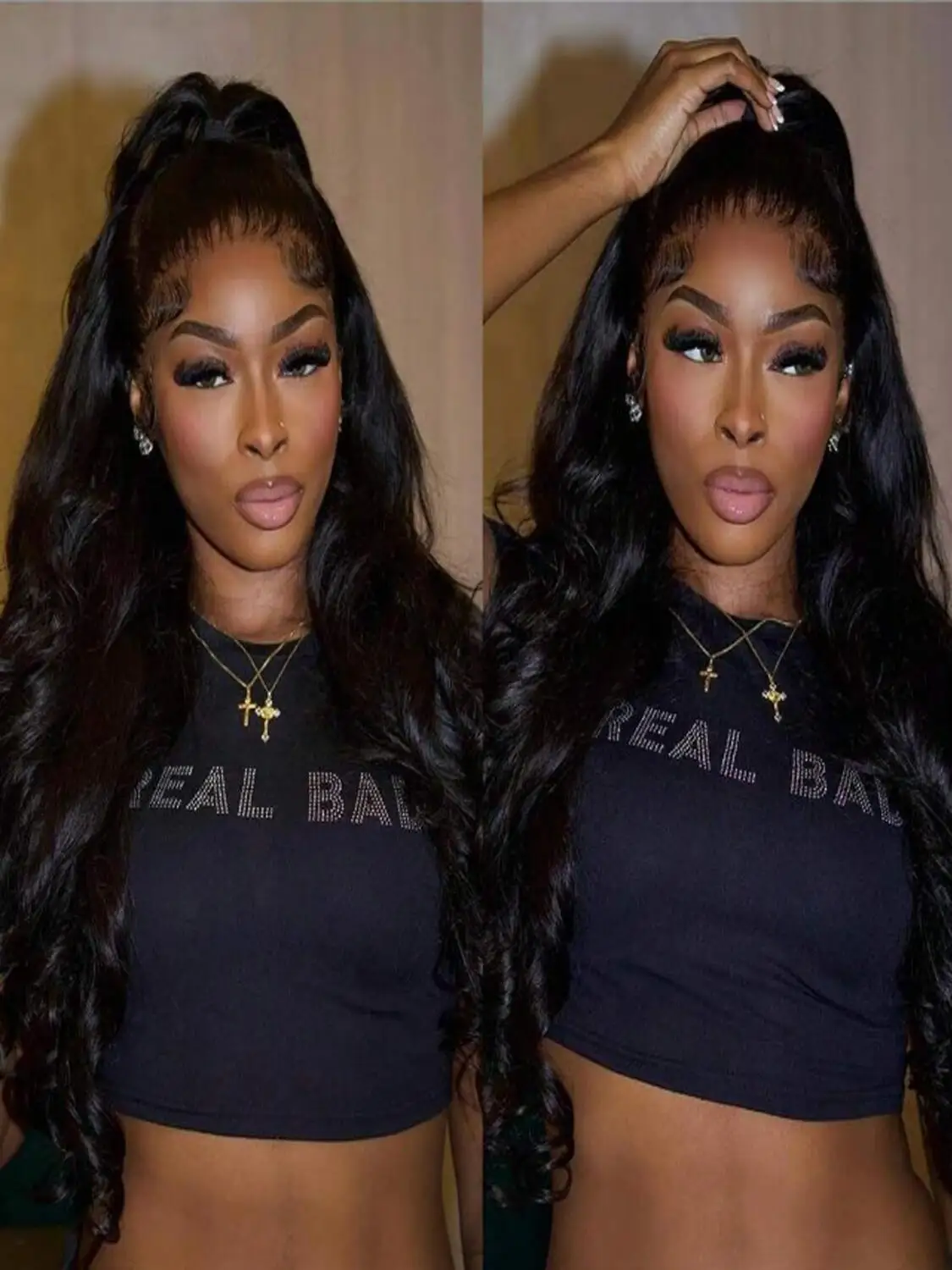 Closed Non Adhesive Wig Human Hair Pre Pulled 13 * 4 Straight Invisible Lace Front Wig Suitable for Women