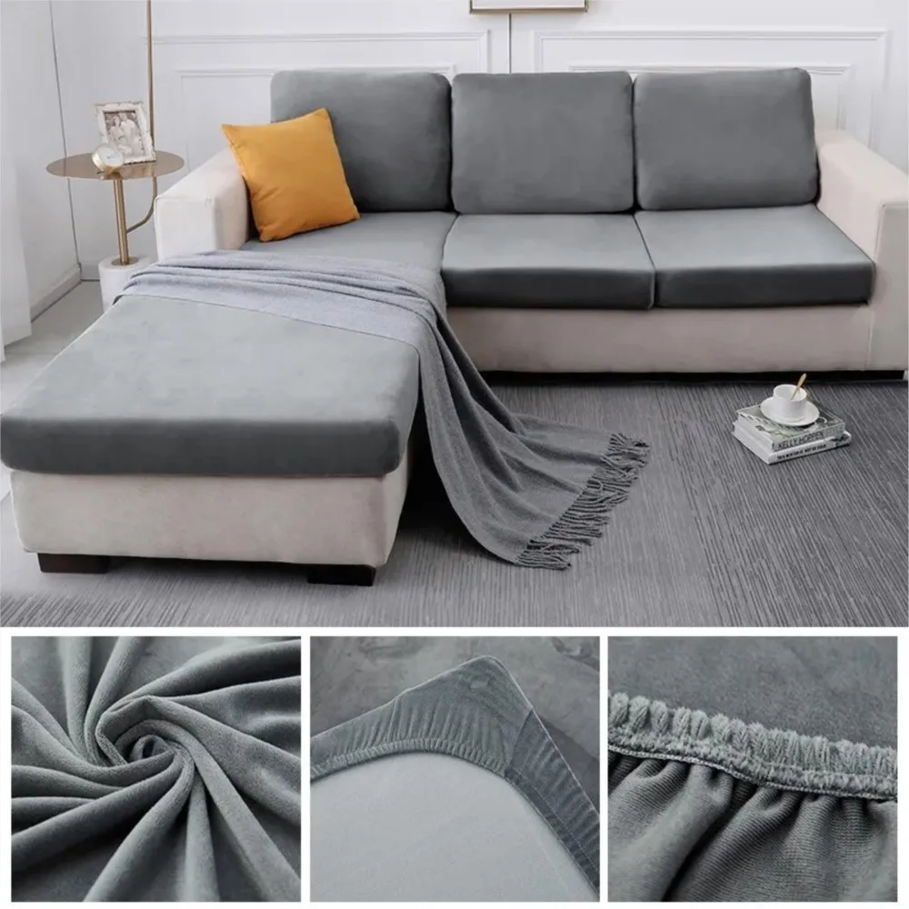 Thicken Velvet Sofa Seat Covers Plush Sofa Cushion Covers Elastic All-inclusive Couch Cover L Shape Corner Armchair Sofa Covers 4