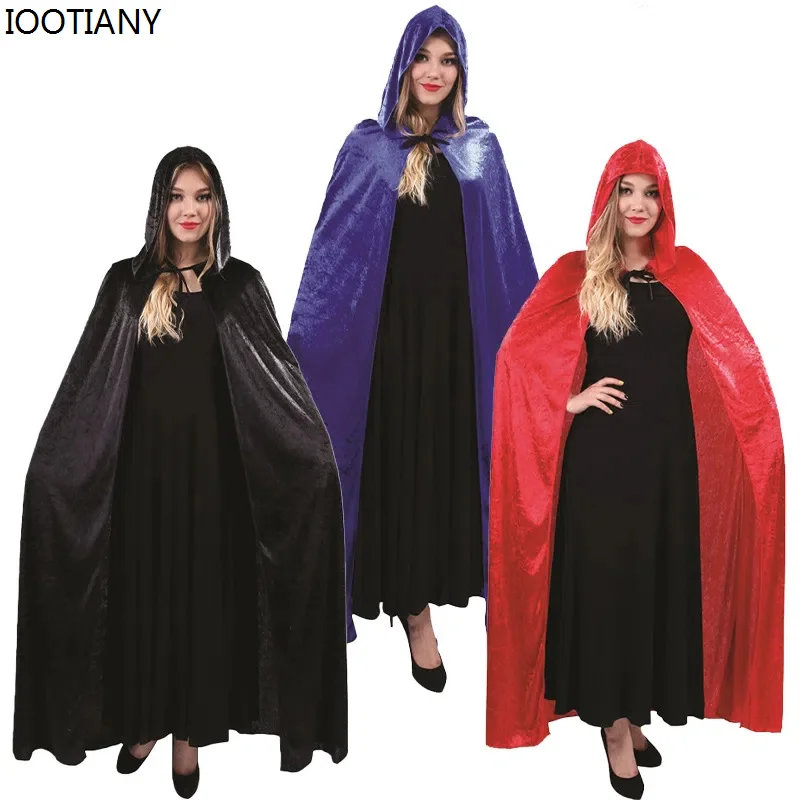 

IOOTIANY Halloween Adult Unisex Gold Velvet Cape Cloak Carnival Party Showing Costume Witch Cosplay Stage Performance Dress Up