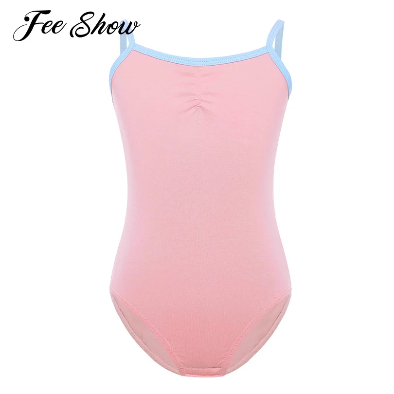 

Kids Girls Ballet Dance Gymnastics Training Leotard Ruched Cross V-shaped Back Sleeveless Bodysuit Professional Ballet Dancewear