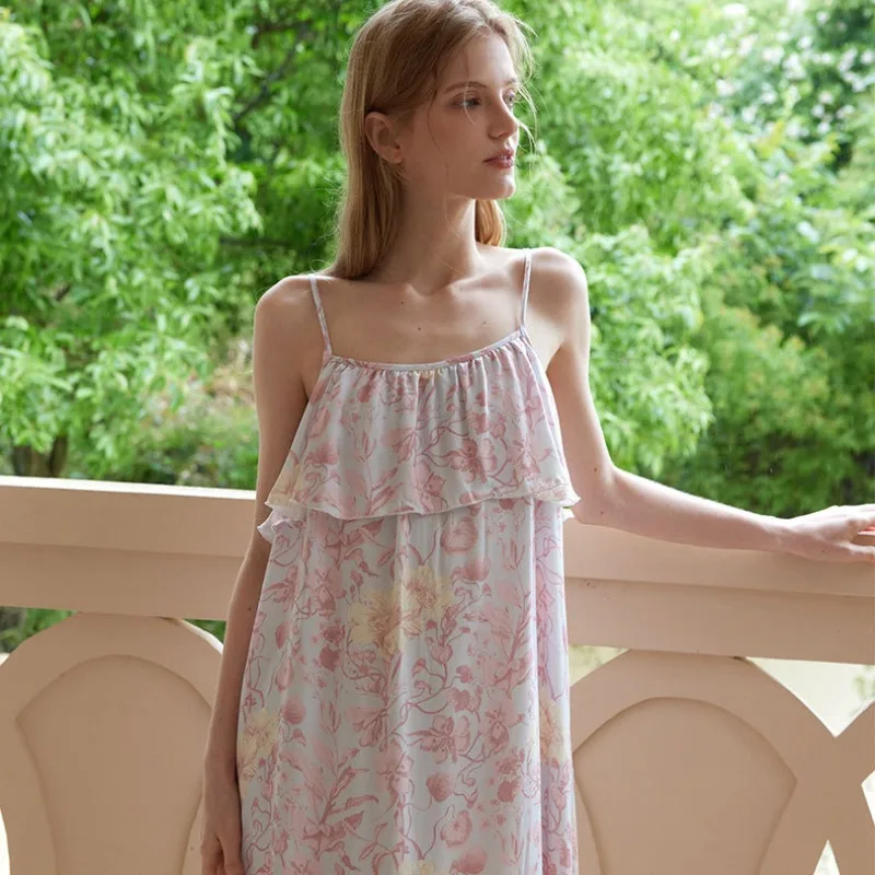 

Женская атласная ночная сорочка из вискозы, с цветочным принтом