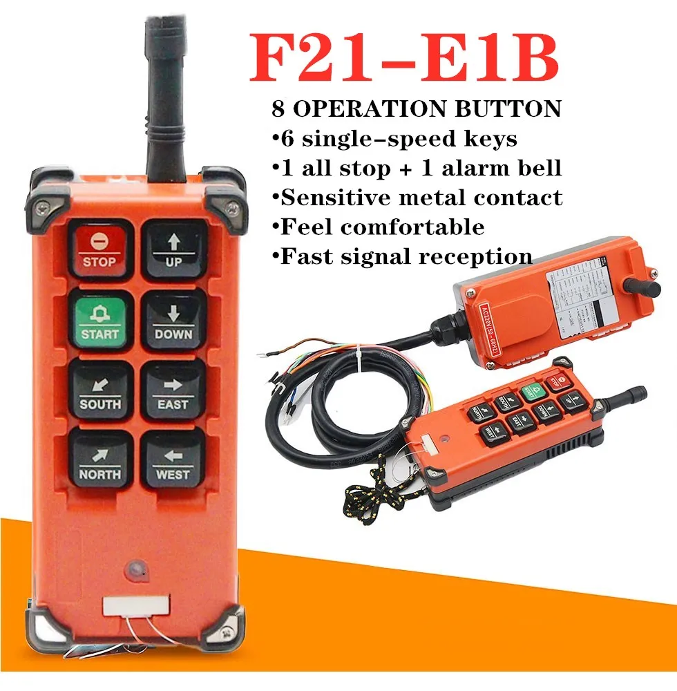 

220V 380V 110V 12V 24V Industrial remote controller switches Hoist Crane Control Lift Crane 1 transmitter + 1 receiver F21-E1B
