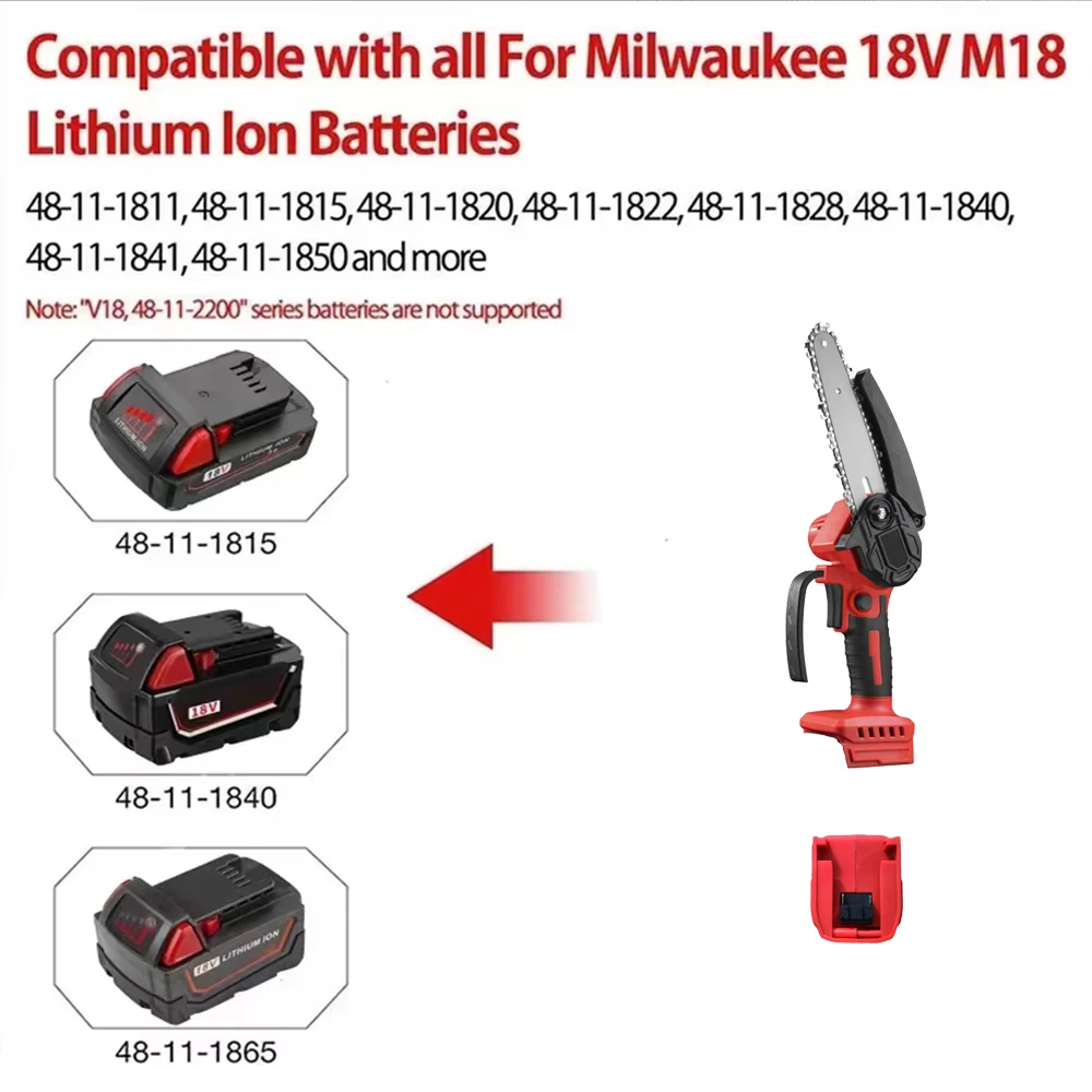 Mini Chainsaw 4/6-Inch Cordless Woodworking Handheld Garden Electric Saw Cutting Power Tool Fit Dewalt/Milwaukee 18V Battery 5