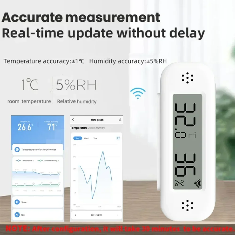 Tuya WiFi Mini Temperature Humidity For Smart Home Thermometer Hygrometer APP Remote Alarm Work with Google Home Yandex Alexa smart thermostat smart temperature humidity sensor