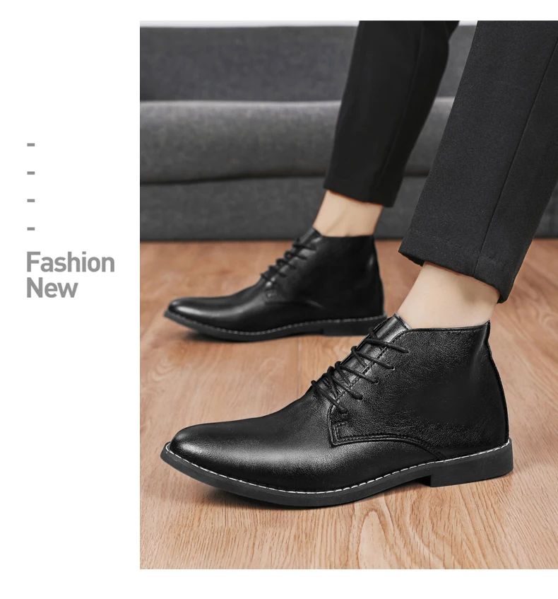 2023 New High-top Men's Casual Leather Shoes Classic White Business Men's Derby Shoes Fashion Pointed toe Dress Shoes Men Oxford