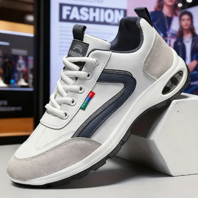 Fashion Sneakers for Men Non Slip Shoes Suede Detailing Outdoor Versatile Lace Up Platform Shoes Spring and Autumn Sports Shoes