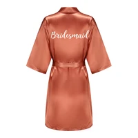 Nouveau peignoir mariée Satin-soie Robe femmes fête de mariée soeur équipe mère douche cadeau demoiselle d'honneur mariage Robes courtes 5