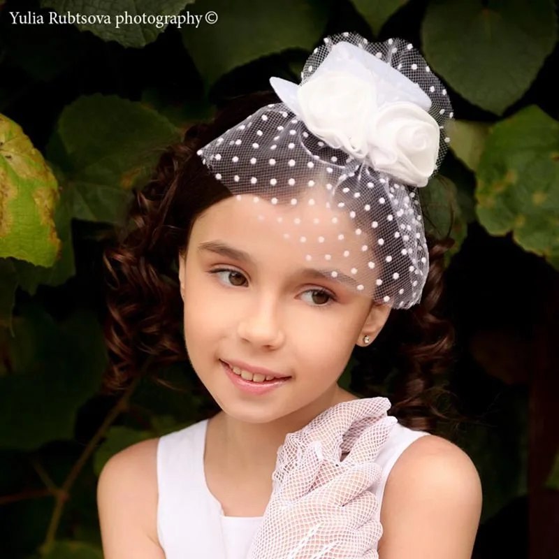 

Children's Bonnet Headdress women's Vintage Mesh Accessories Photo Hair Clips New Shiny Leather Pink Leather