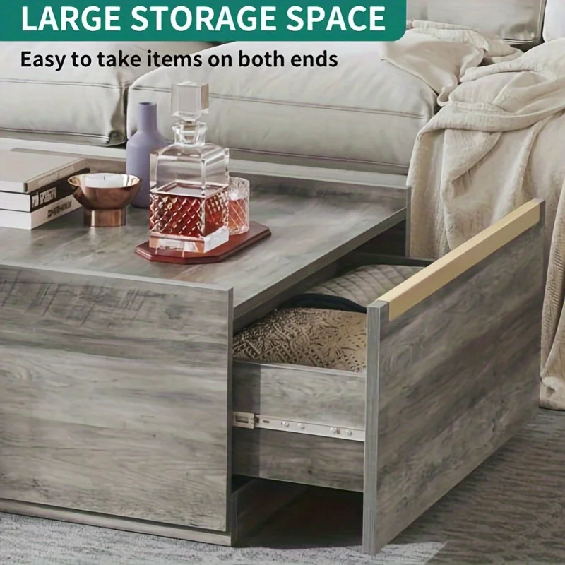 Farmhouse Square Coffee Table with Storage, Coffee Tables for Living Room with Large Hidden Storage,
