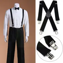 

Wide Men Work Suspenders High Elastic Adjustable 4 Suspender Back Braces Clip Trousers Strong X Strap Clips Duty 5cm Heavy V7A5