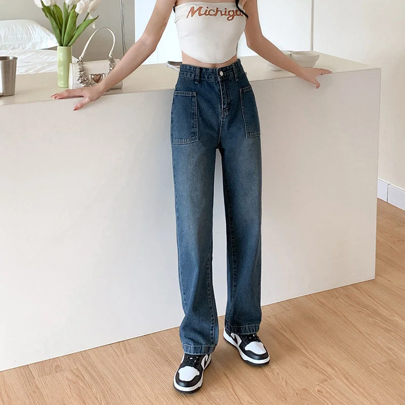 

ILARES Women Jeans 2022 Trend Baggy Pants Y2k Vintage Clothing Korean Fashion High Waist Jeans Streetwear Woman Oversize Clothes