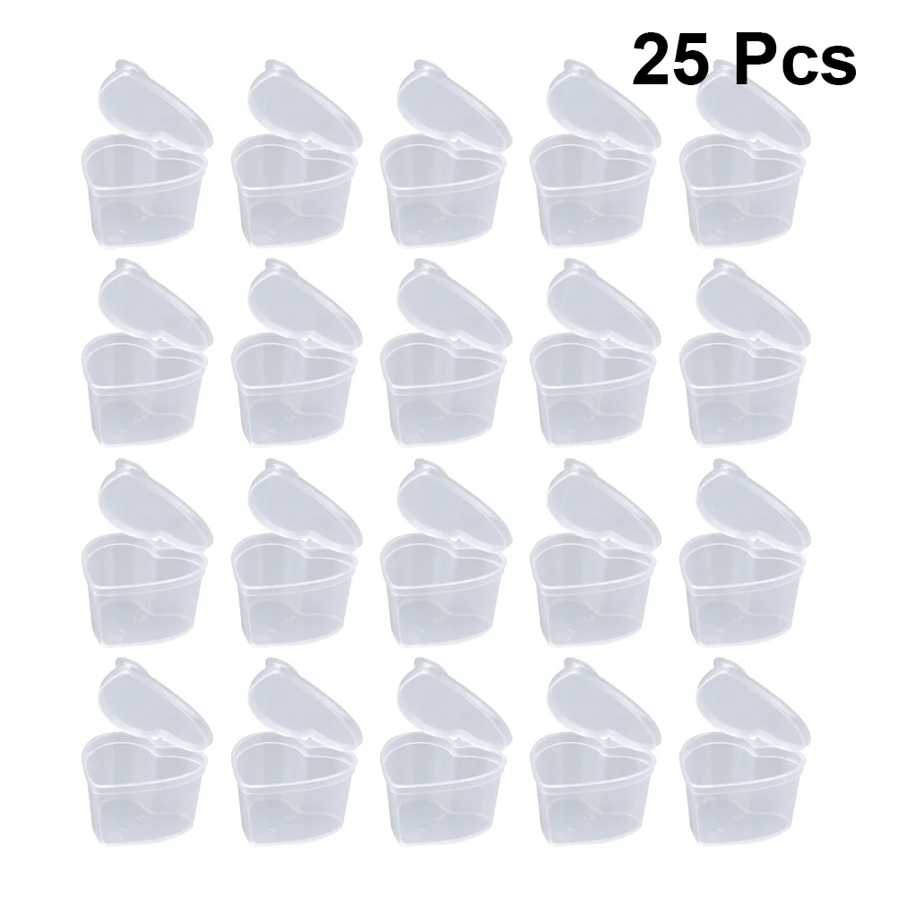 

25 PCS Storage Bins Heart Shape Case Heart-shaped Clear Jewelry Organizer Cases