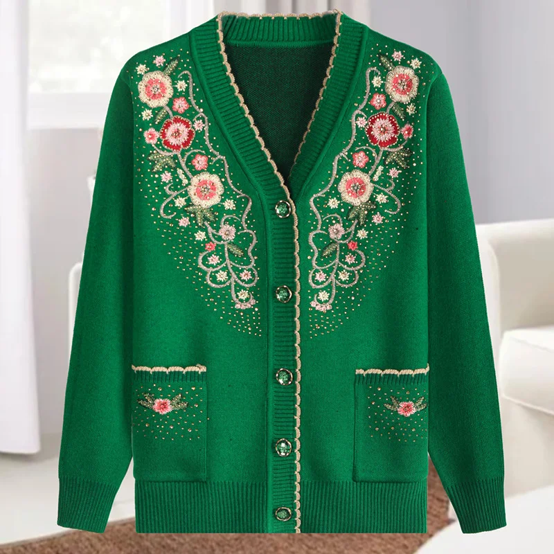 2025 Autumn Middle-aged And elderly Women's Sweater Cardigan