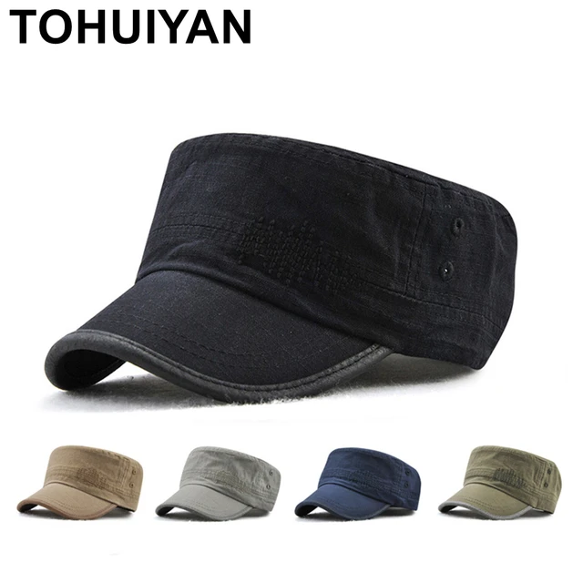 2023 Branded Mens Caps and Hats Washed Cotton Flat Top Cap Summer